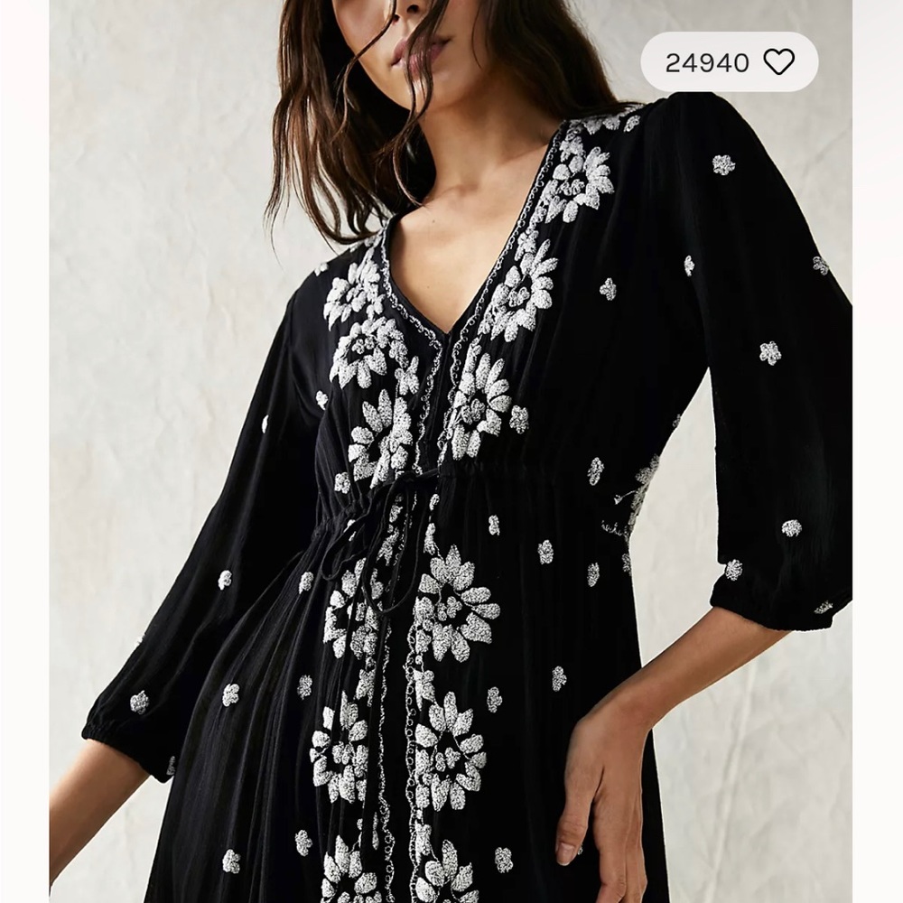 Free People Embroidered Fable Midi Dress